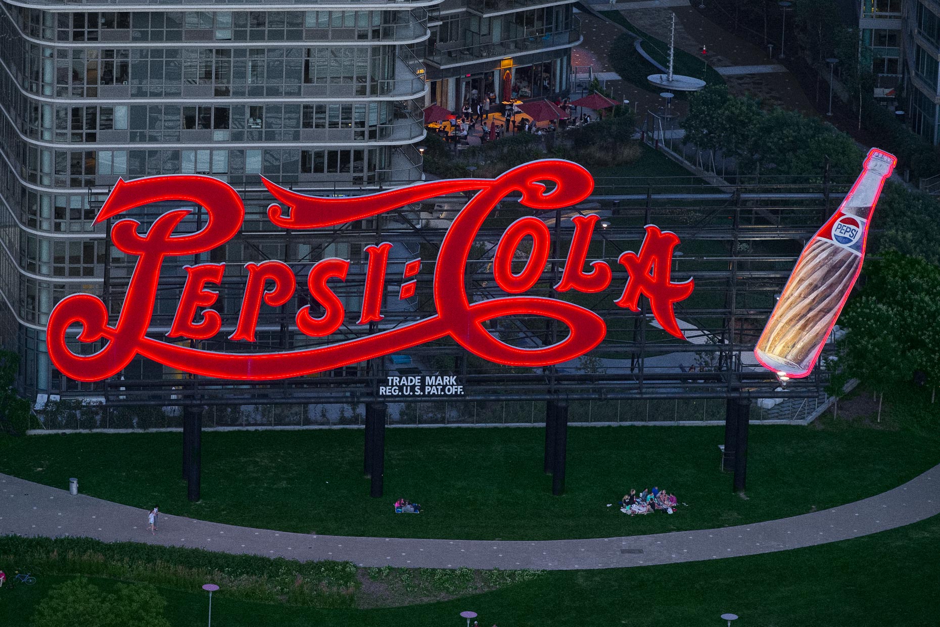 Pepsi-Cola Sign in Queens | aerial photography by Stefen Turner
