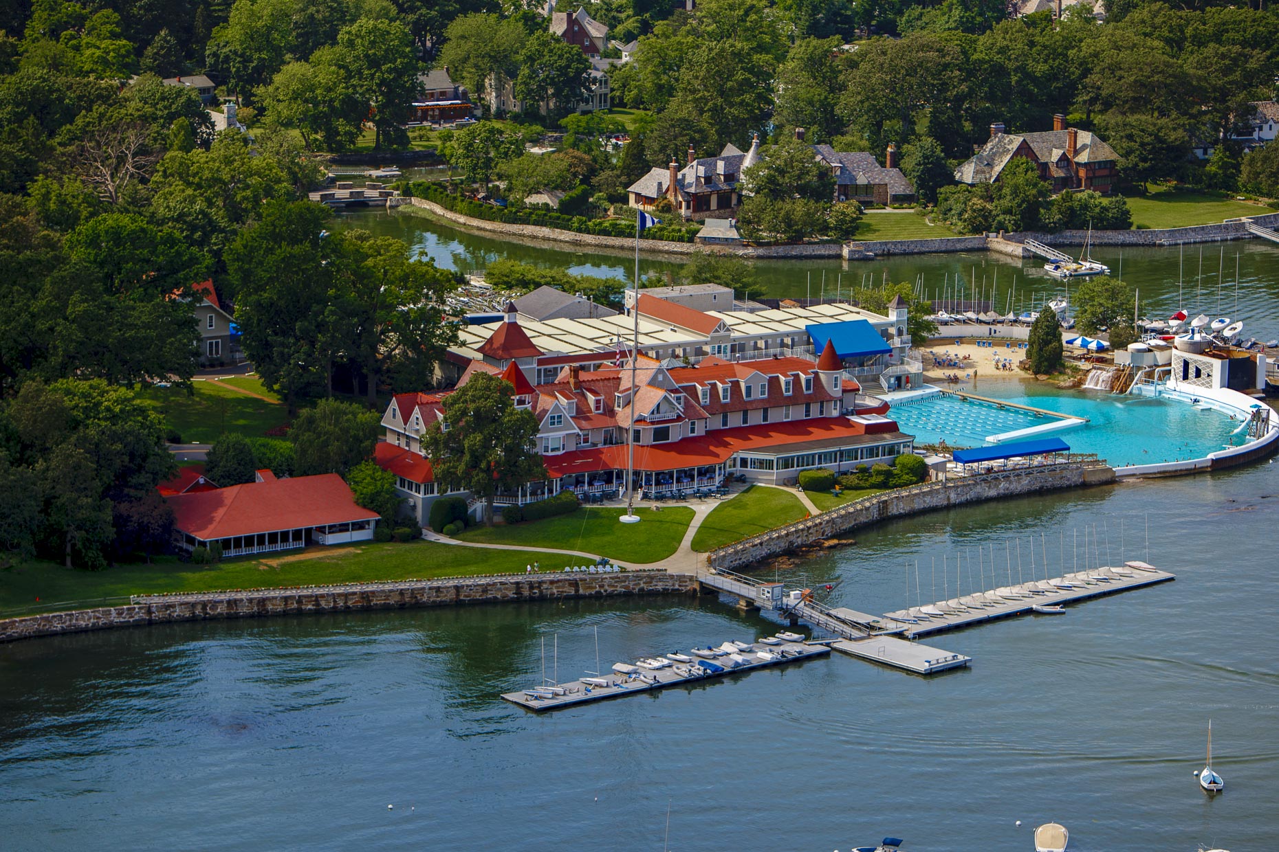 Larchmont Yacht Club  Larchmont NY aerial photography