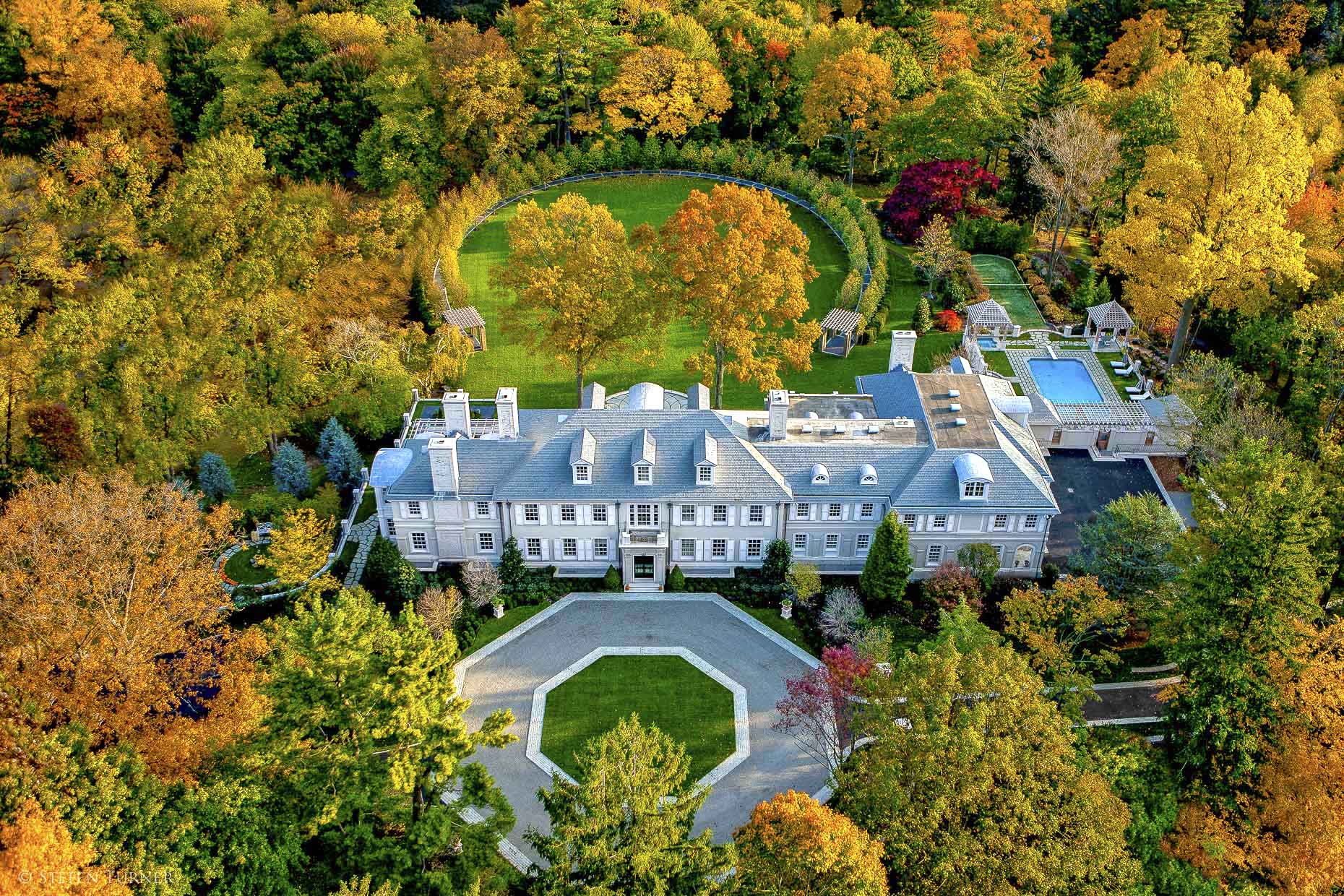 Greenwich CT aerial photography mansion